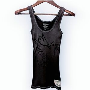 True Religion Size XS Vintage Ribbed Jewel Stud Tank Top Black. Like new Slim